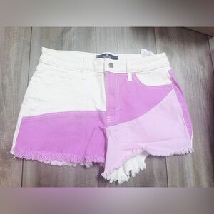 Hollister Women's Pink and White Jean Shorts